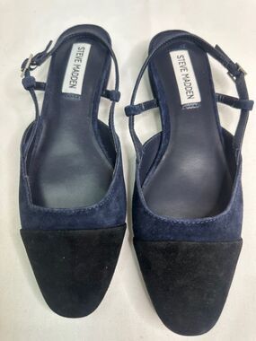 Steve Madden Navy & Black Suede Slingback Mules